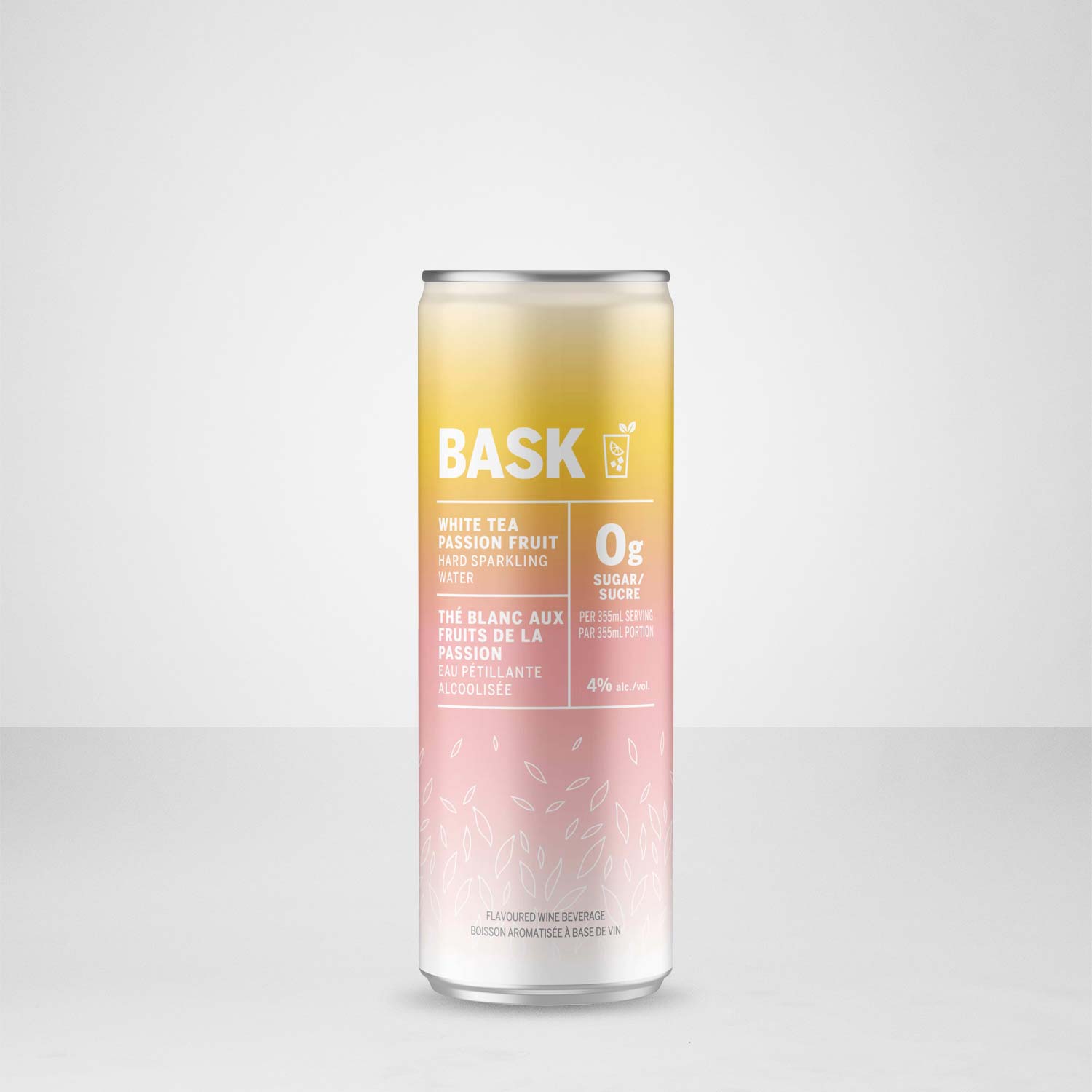 an image of BASK Refreshment White Tea Passion Fruit Hard Sparkling Water